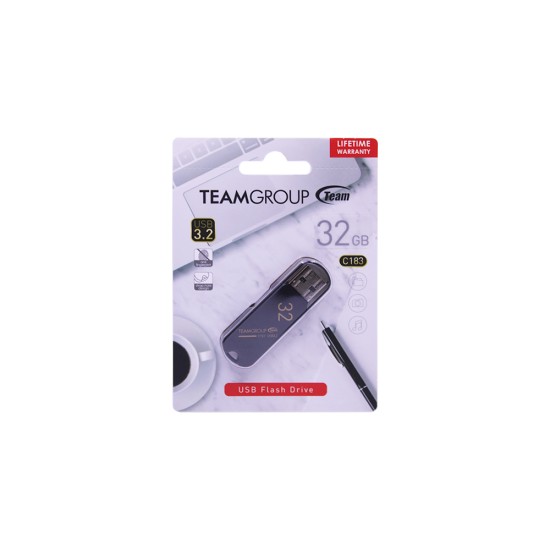 Pendrive Team Group C183 32GB USB 3.2 Preto Pendrive Team Group C183 32GB USB 3.2 Preto